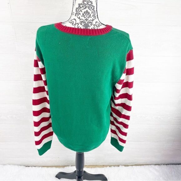 Ugly Christmas Sweater Santa Pug Striped Christmas Sweater - Picture 4 of 8